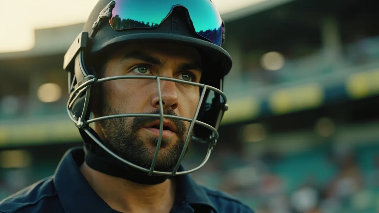 Close view of a batsman completing a stroke in low evening light, the kind of single-ball event that lands as a confirmed fantasy point on the live cricket match feed